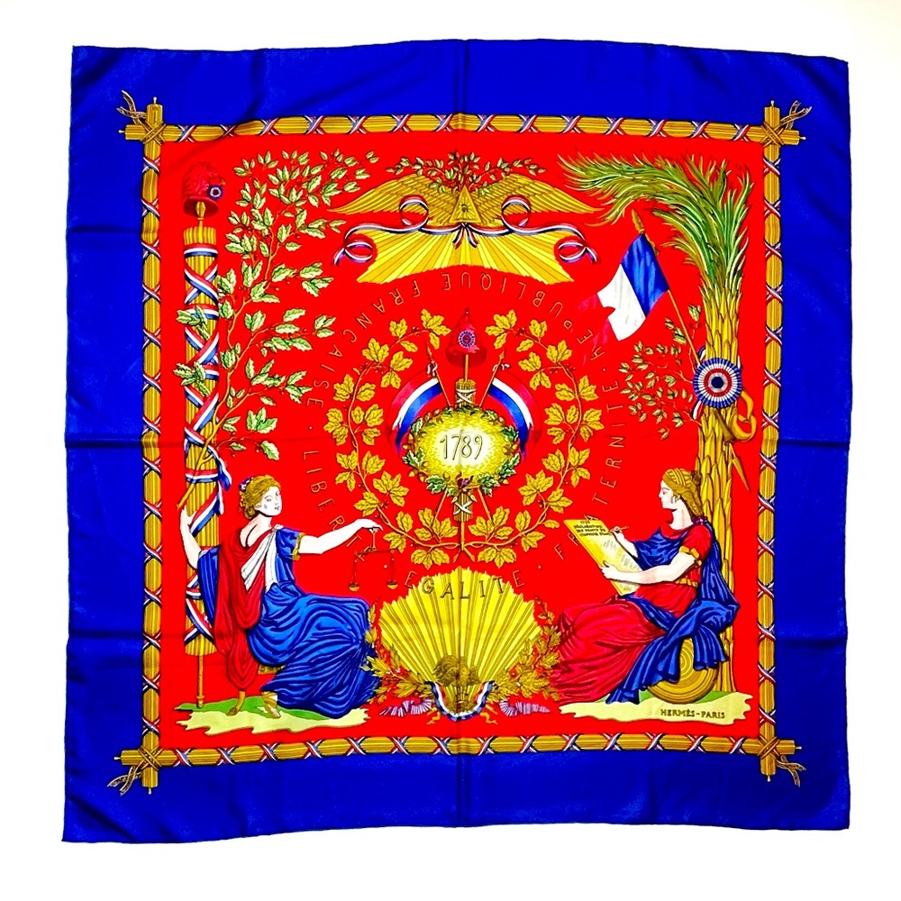 Hermes Scarf Silk Carre 90 Liberte Egalite Fraternite Republic Francaise 1789